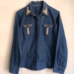 AIDERS DENIM BLOUSE - HAND EMBODIED S size